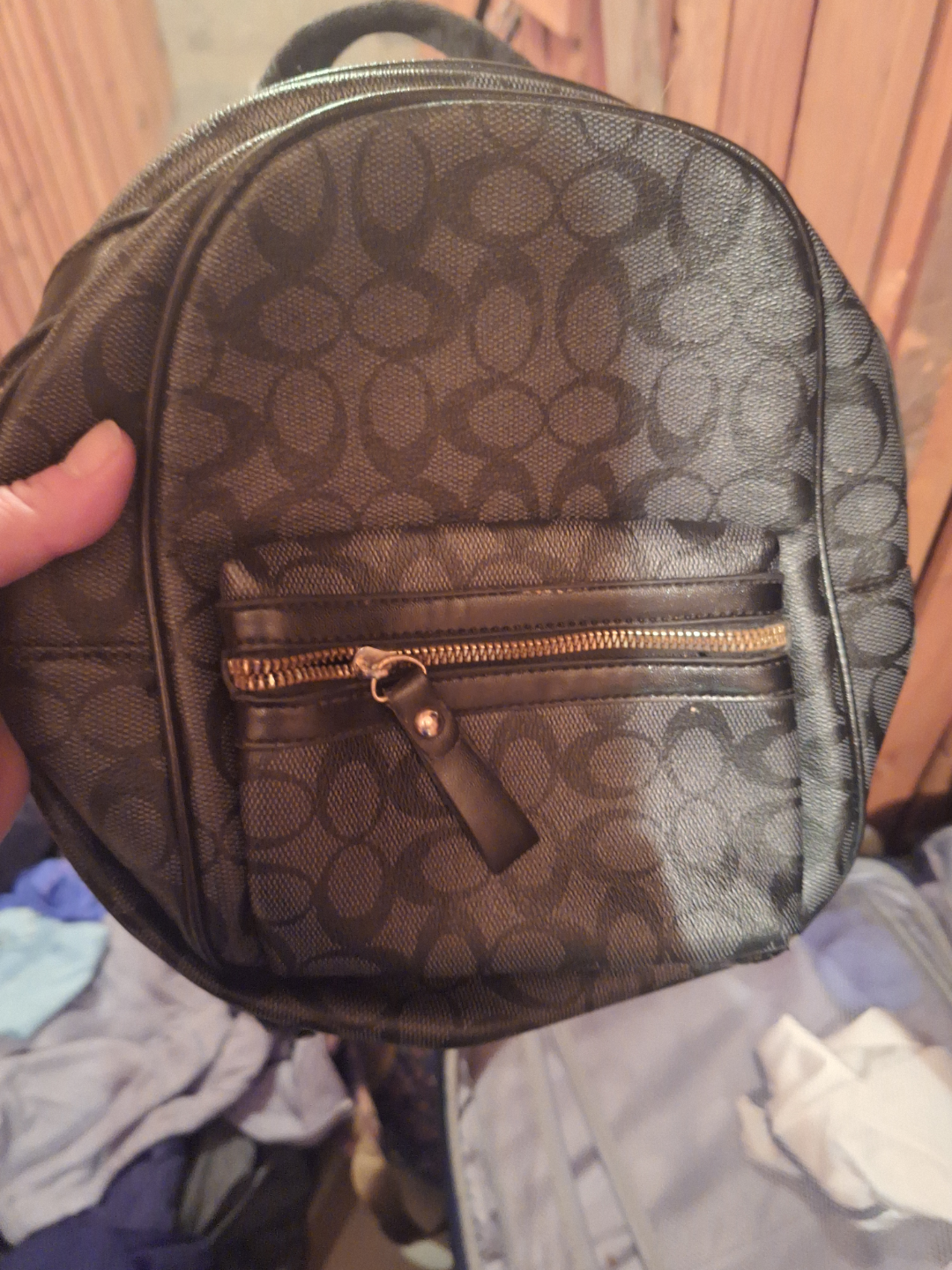 Mini Black Coach-Style Backpack