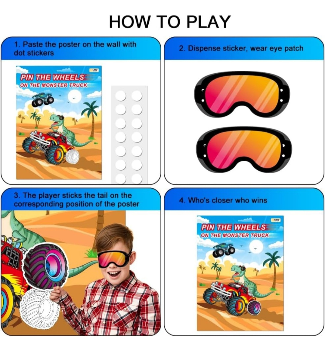 Pin the Wheels on the Monster Truck Party Game...New - photo 5