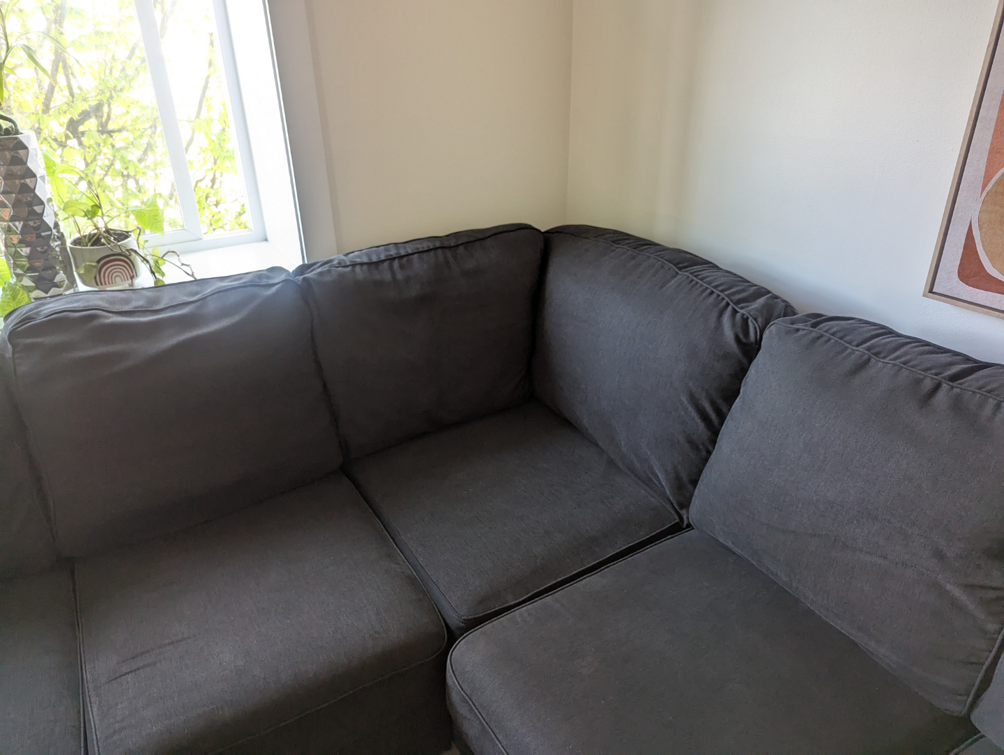 Dark Grey L-Shaped Sectional Sofa - photo 2