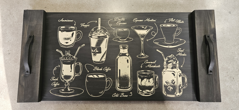 Wood coffee tray decor