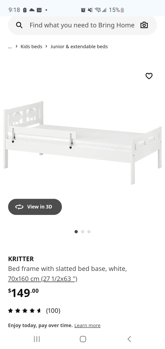 IKEA KRITTER Toddler Bed Frame - White