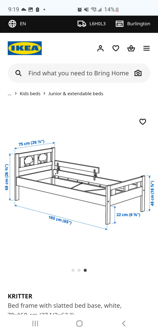 IKEA KRITTER Toddler Bed Frame - White - photo 2