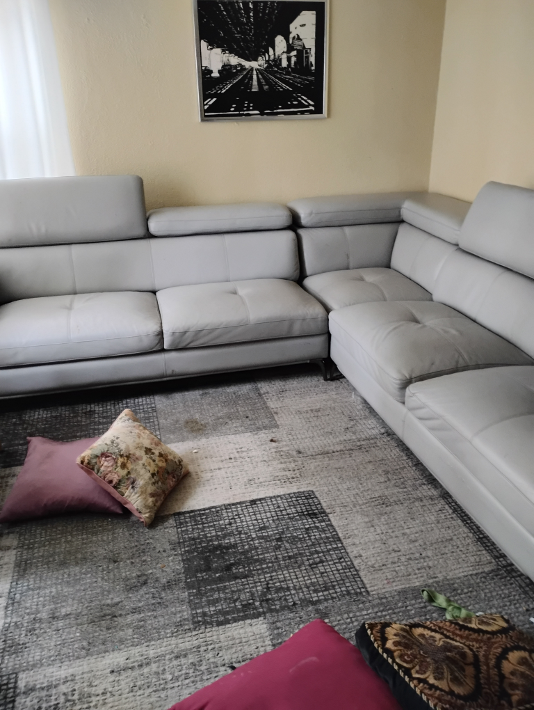Grey Leather Sectional Sofa - photo 2
