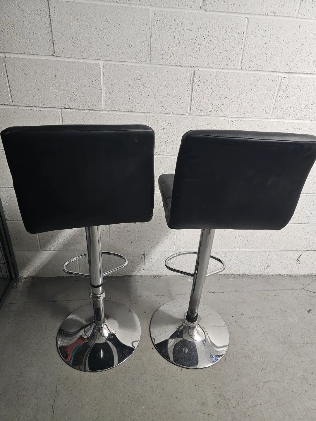Pair of Black Leather Bar Stools image indicator(2)