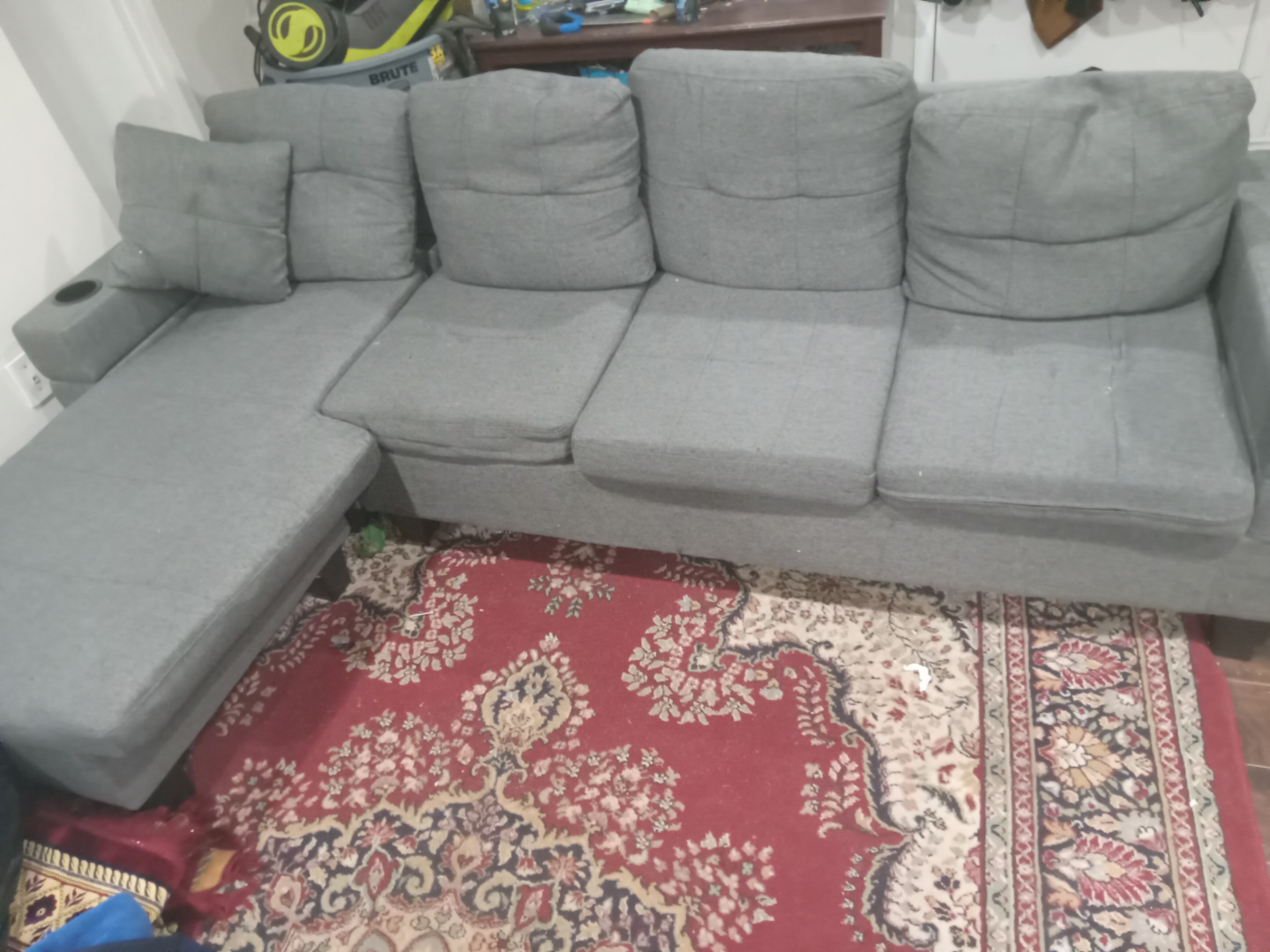 Grey Sectional Sofa with Cup Holders - photo 3