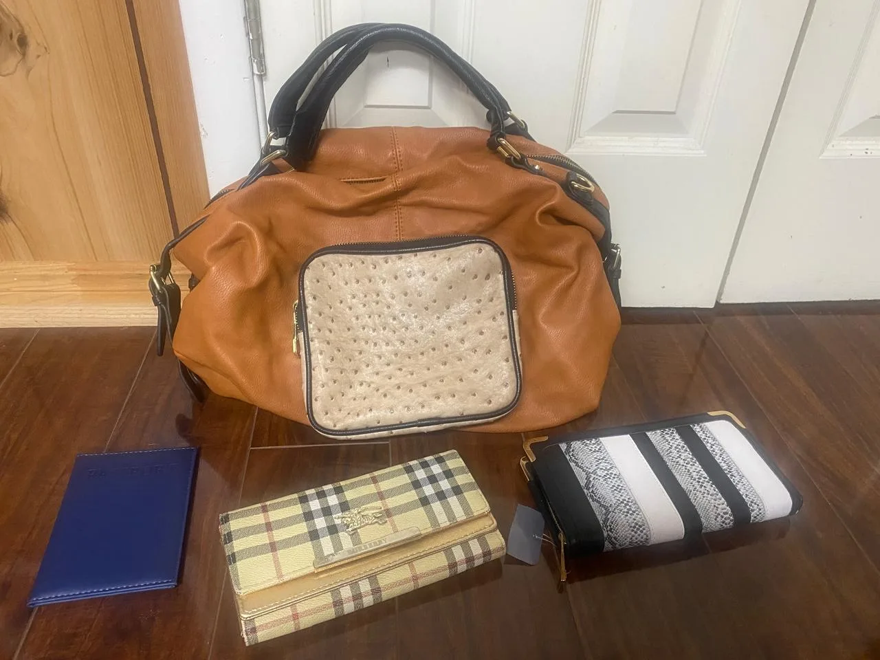 Handbag and Wallet Set - Brown, Beige, Clear thumbnail