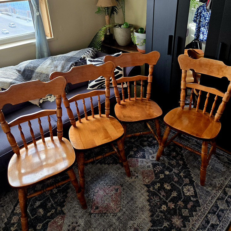Set of Four Solid Wood Dining Chairs