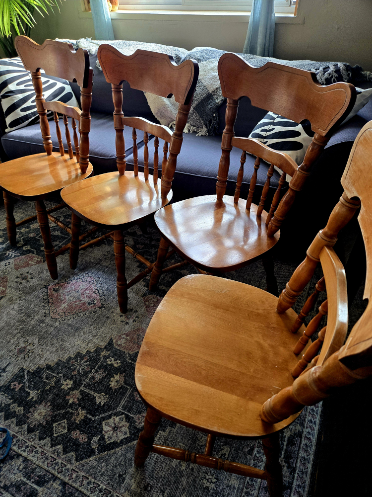 Set of Four Solid Wood Dining Chairs - photo 4