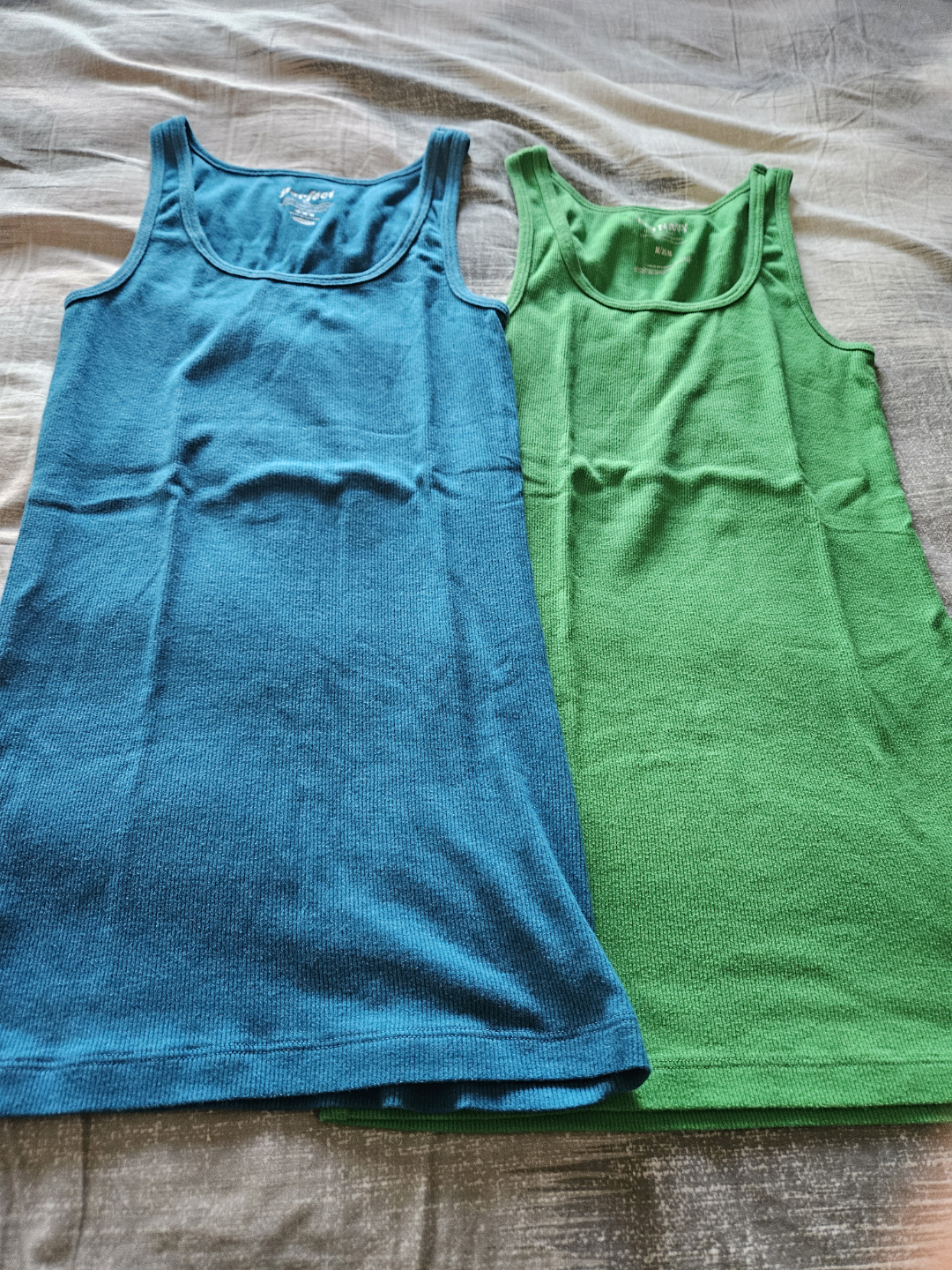 Two Women's Ribbed Tank Tops - Teal and Green size medium - photo 2