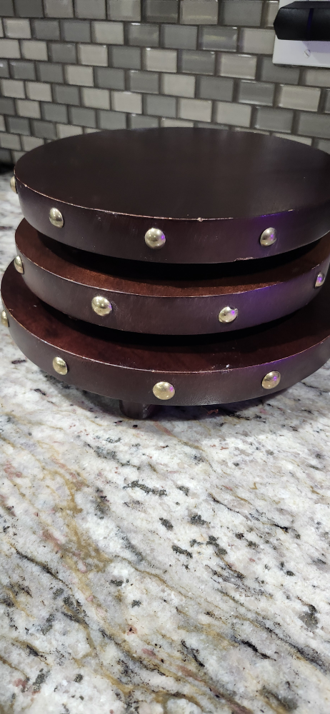 Set of three dark brown wooden risers - photo 2