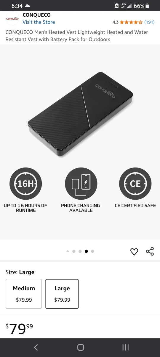 Heated Vest -battery+charger XXL NEW image indicator(4)