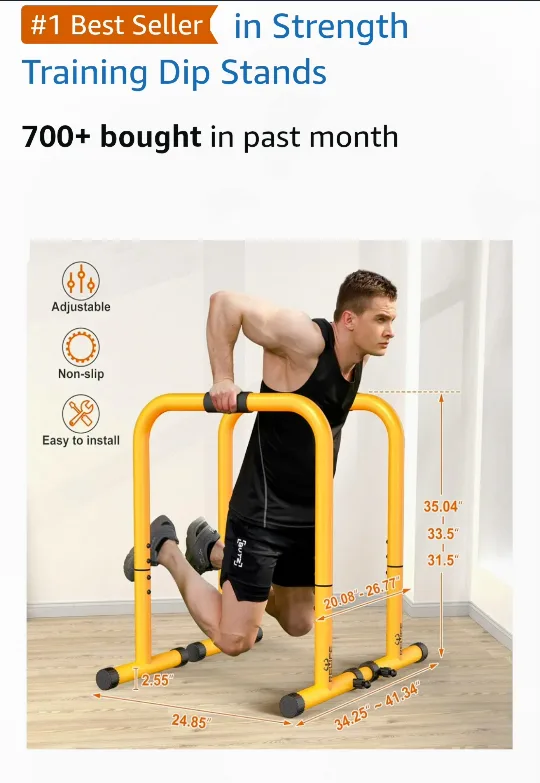 RELIFE Adjustable Dip Stand Parallel Bars for Home Gym Workout image indicator(2)