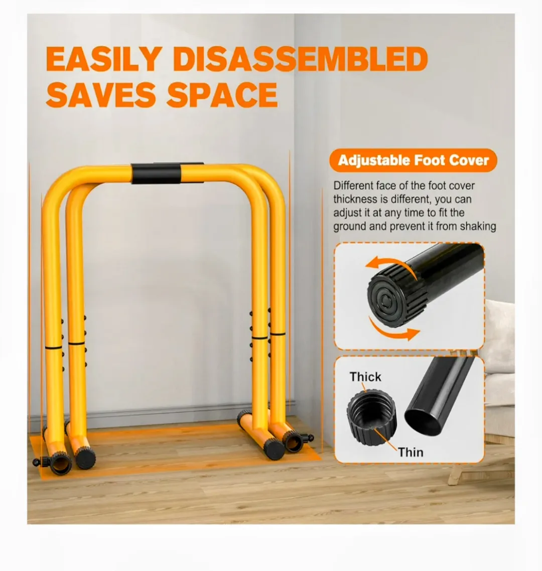 RELIFE Adjustable Dip Stand Parallel Bars for Home Gym Workout image indicator(6)