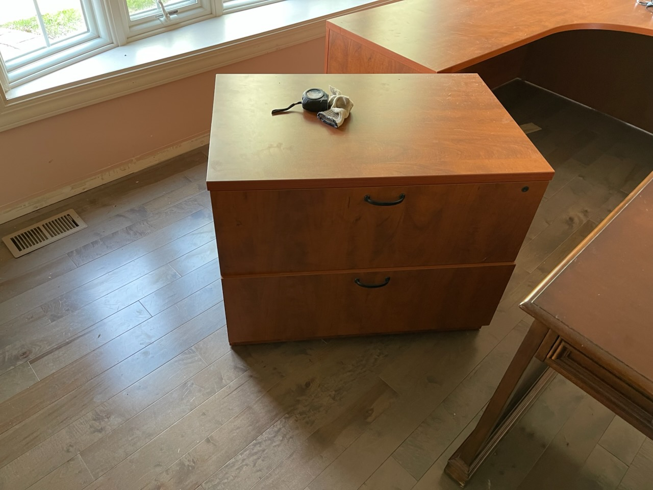 desk with shelf, another desk. 2 wooden cabinets - photo 2
