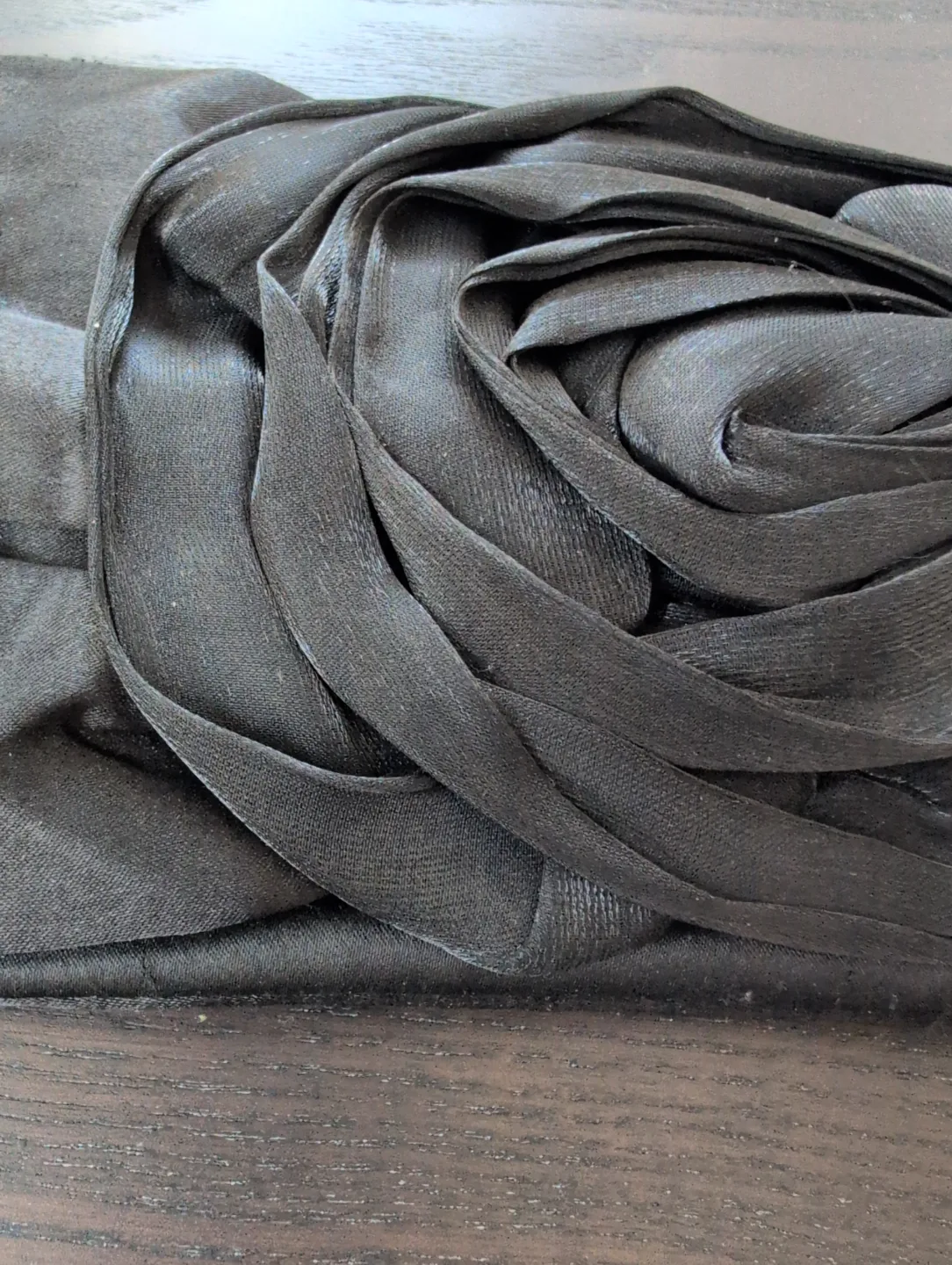 Black Satin Rose Clutch with Chain Strap image indicator(2)