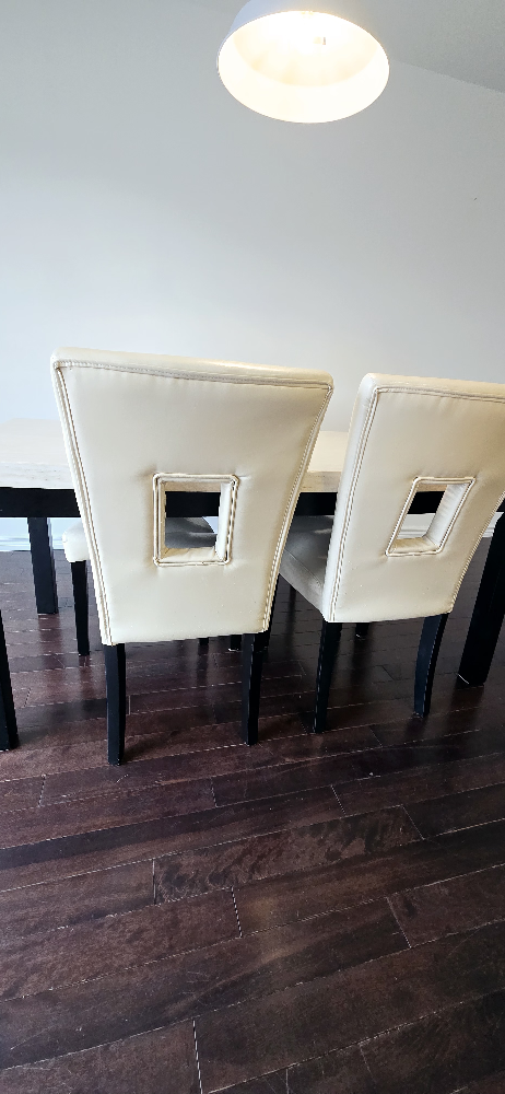 5-Piece Dining Set - Marble Top Table & Faux Leather Chairs - photo 5