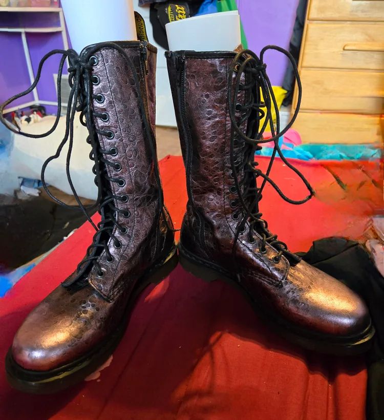 Dr. Martens Metallic Leather Lace-Up Boots image indicator(2)