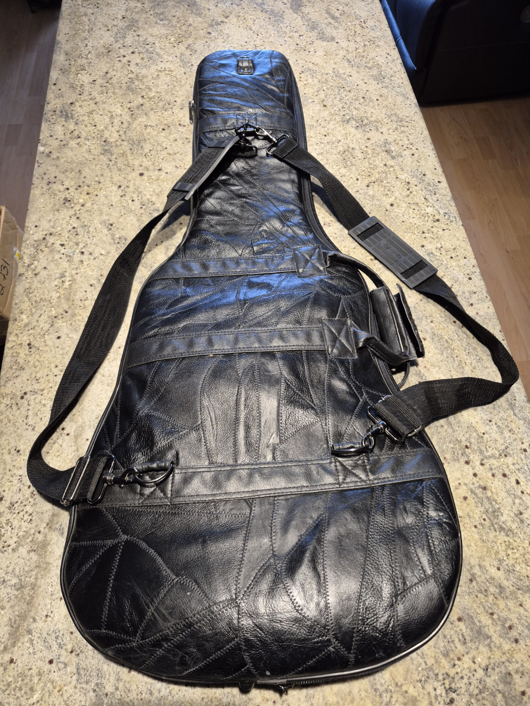 Black Leather Guitar Gig Bag - photo 2