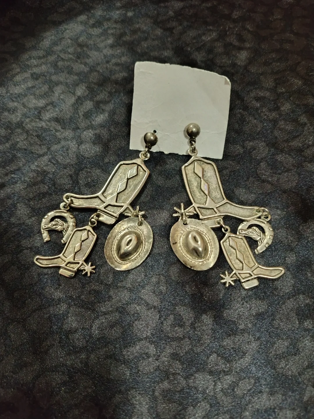 Silver Tone Western Boot Dangle Earrings thumbnail