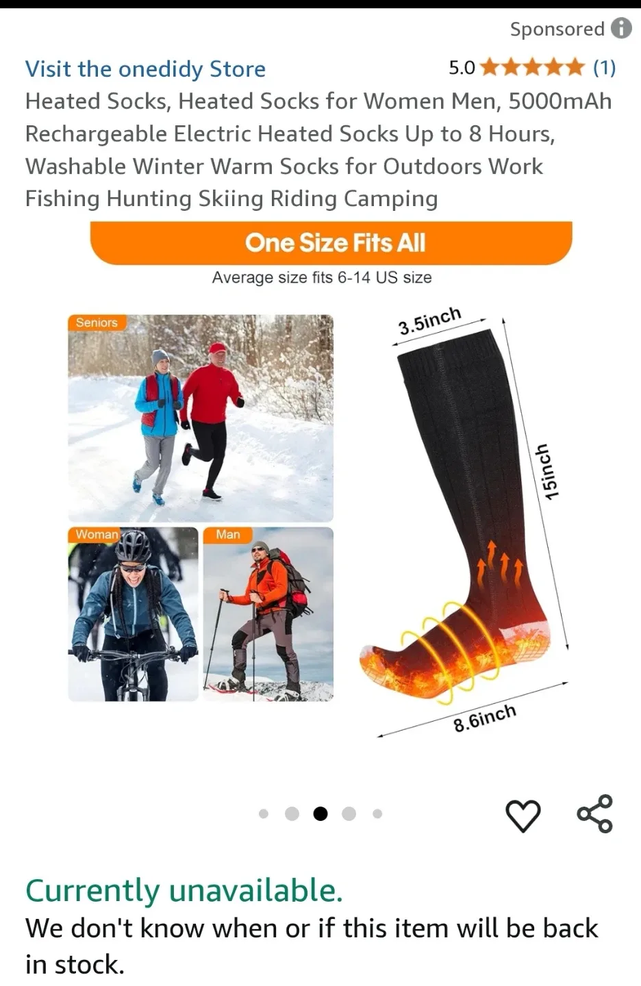 Oneiddy Heated Socks for Outdoor Activities image indicator(5)