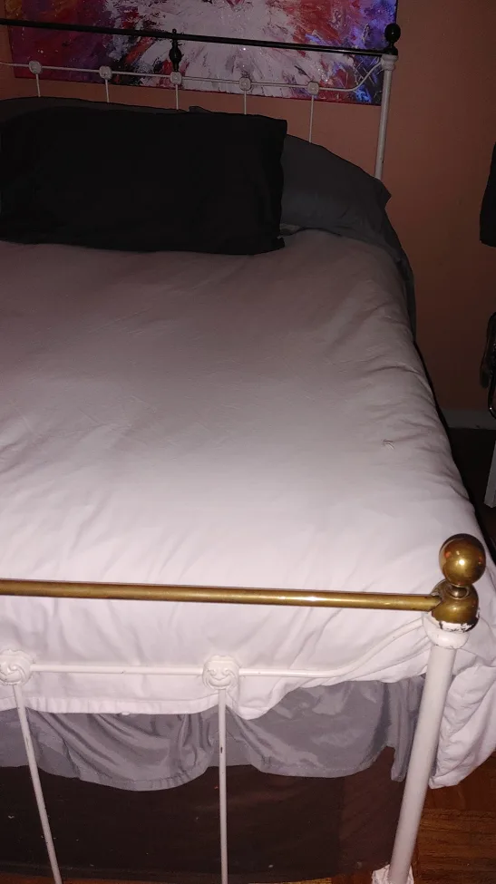 Antique Farmhouse Brass & Wrought Iron Double Bed Frame image indicator(2)