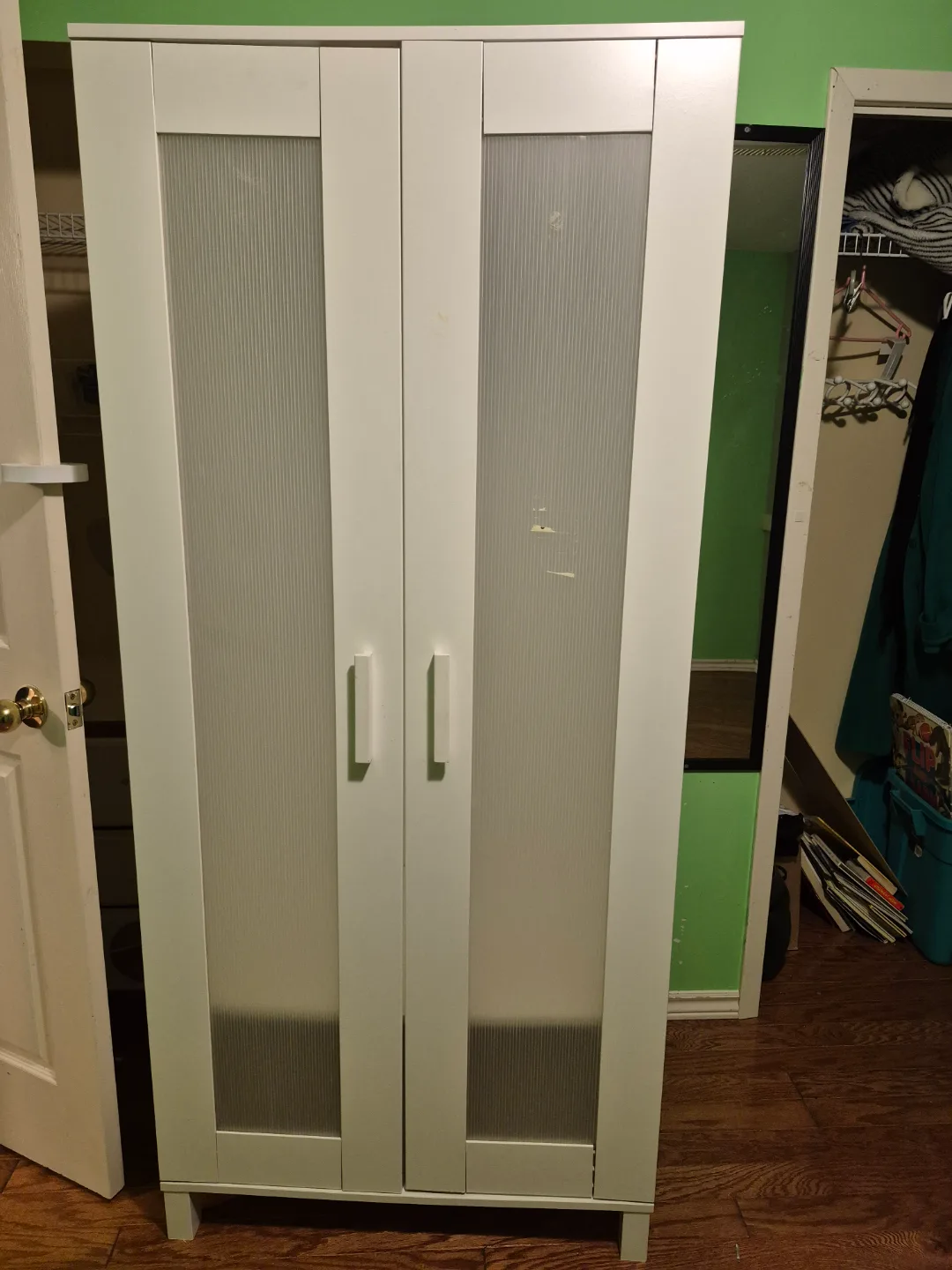 IKEA White Wardrobe with Frosted Glass Panels thumbnail