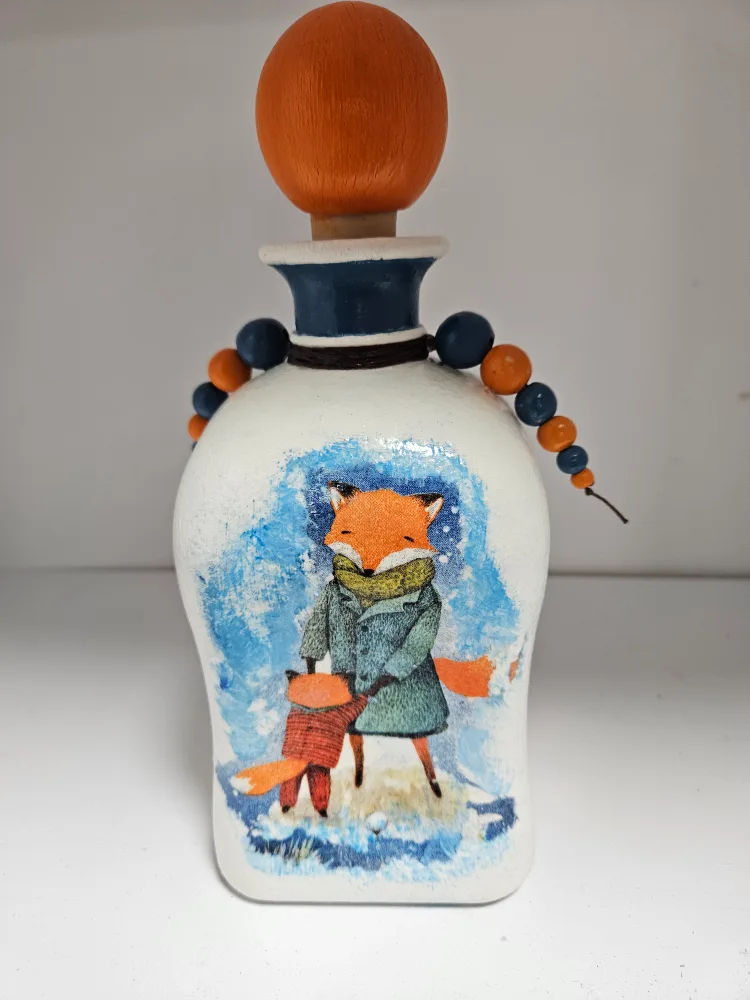 Hand-painted Fox Decor Bottle thumbnail