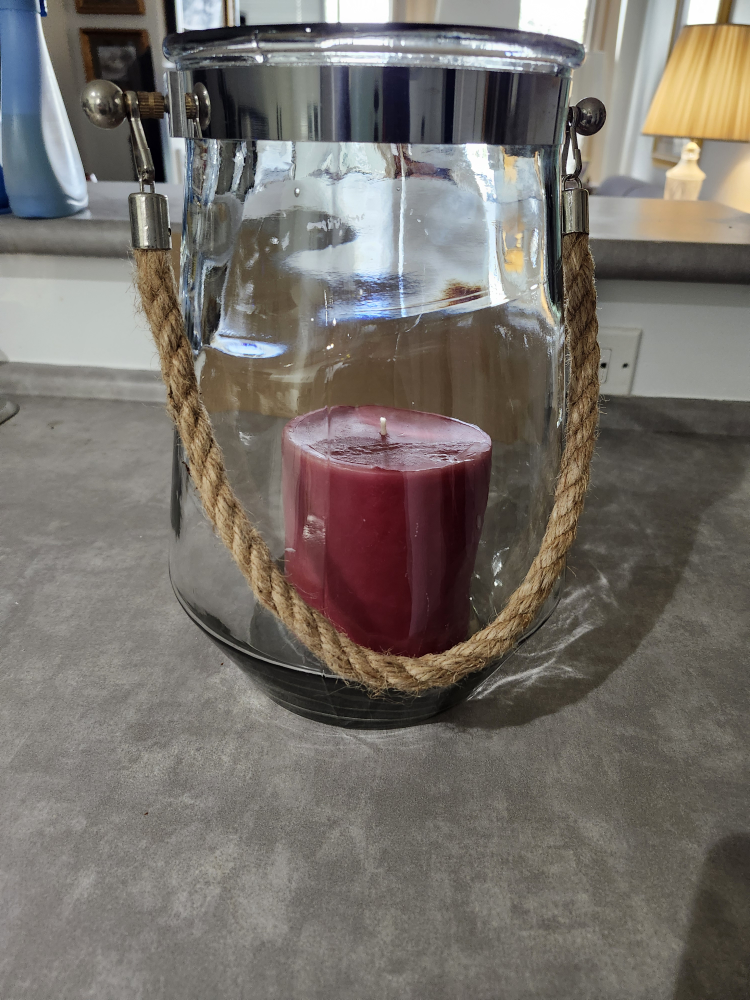 Glass Candle Lantern with Rope Handle - photo 2