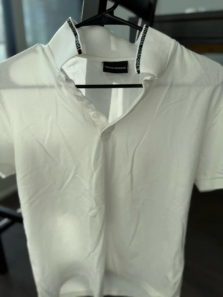 Emporio Armani White Cropped Polo Shirt image indicator(2)