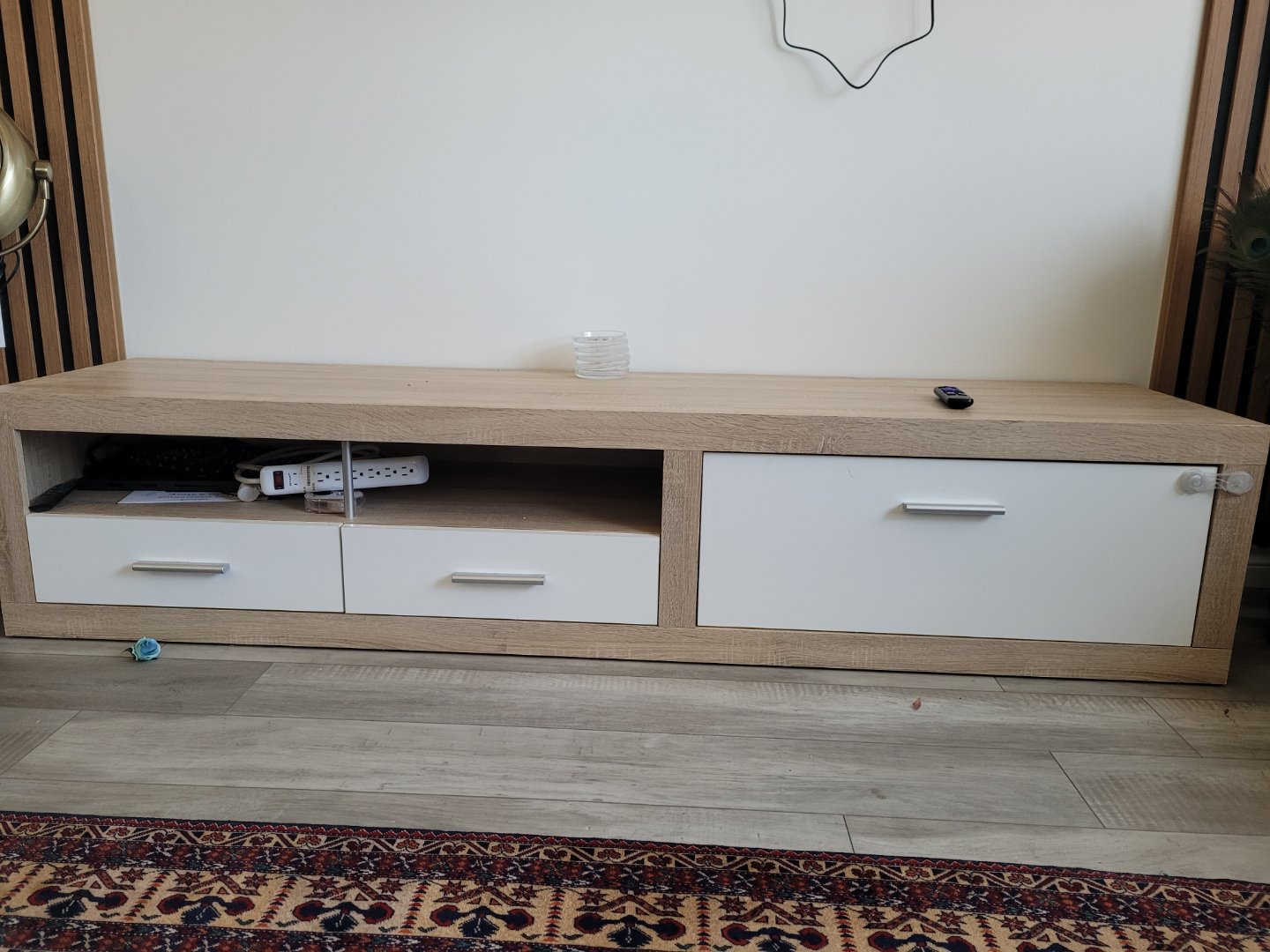 TV Stand with Two Drawers and Open Shelving