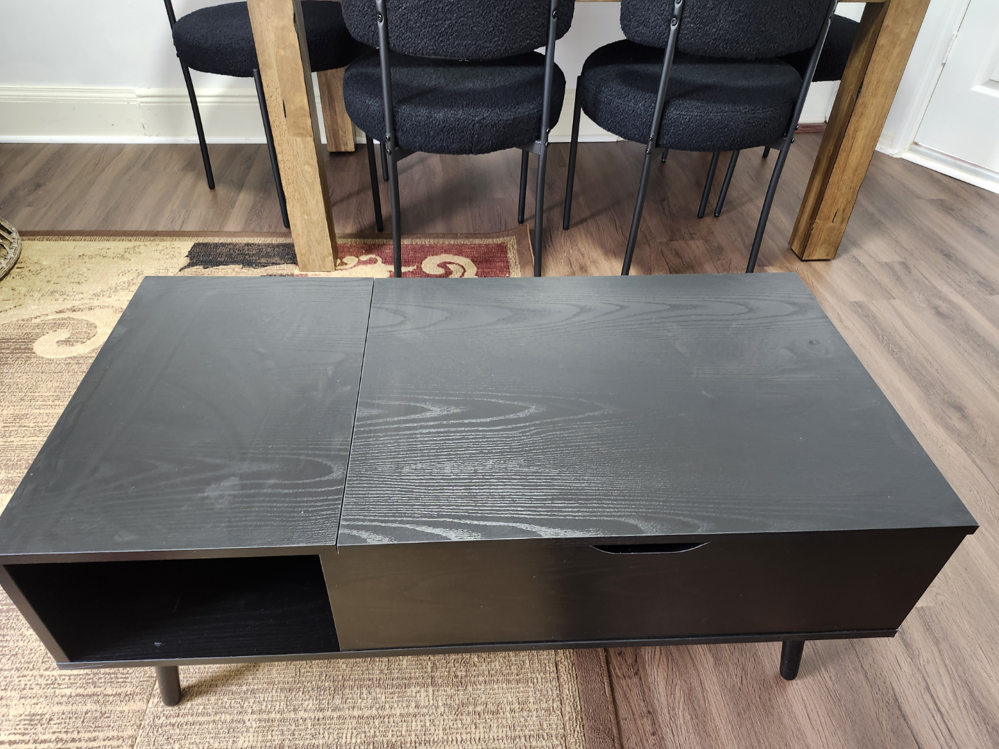 Black Lift-Top Coffee Table with Storage - photo 3