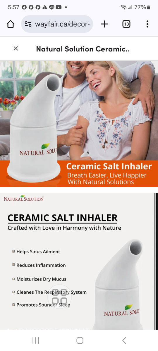 BrandNew NaturalSolutionCeramicSaltInhaler W/HimalayanPinkSalt - photo 3