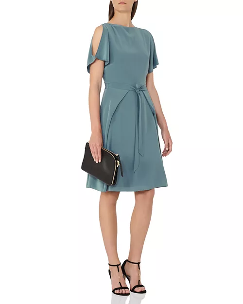 REISS Mira Cold-Shoulder Silk Dress-
