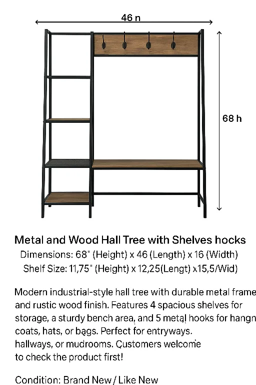 72" Angled Side Reclaimed Barnwood Hall Tree with Storage image indicator(3)