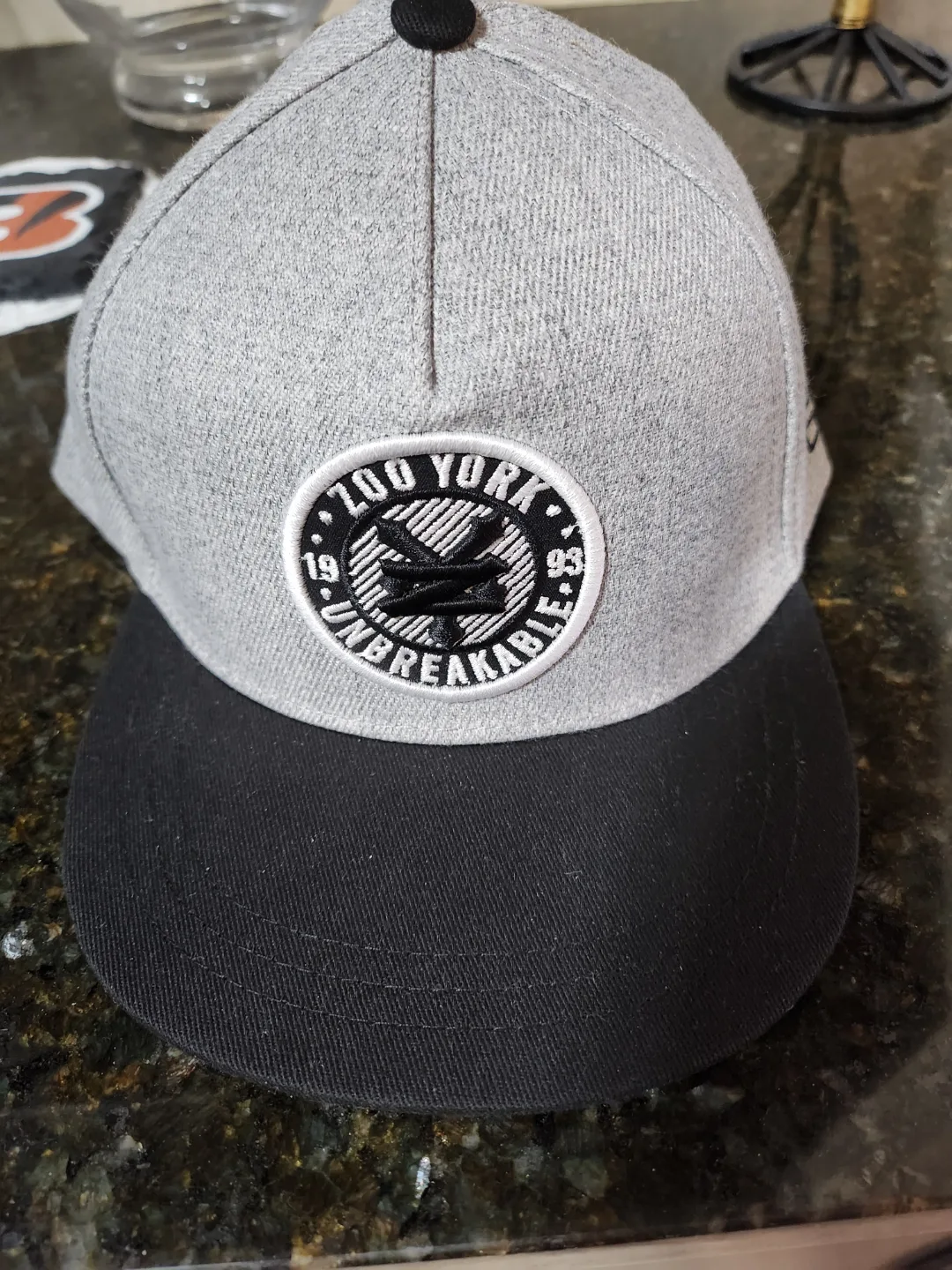 100 York Unbreakable Grey and Black Baseball Cap thumbnail