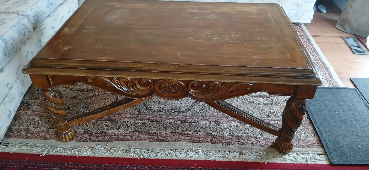 Ornate Wood Coffee Table thumbnail