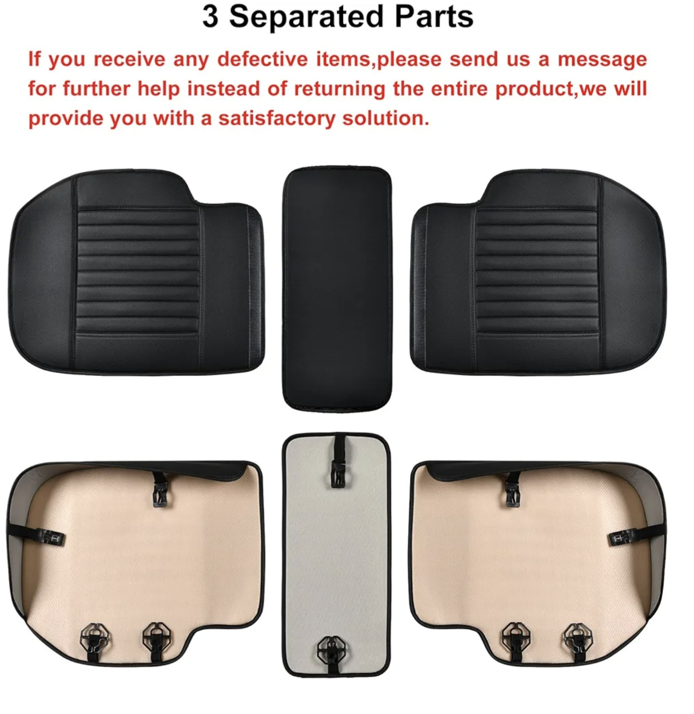 Black PU Leather Rear Seat Covers for Cars, SUVs, and Trucks - photo 2