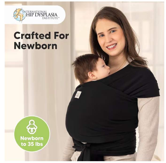 KeaBabies Baby Wrap Carrier - Black - Newborn to 35 lbs - photo 2
