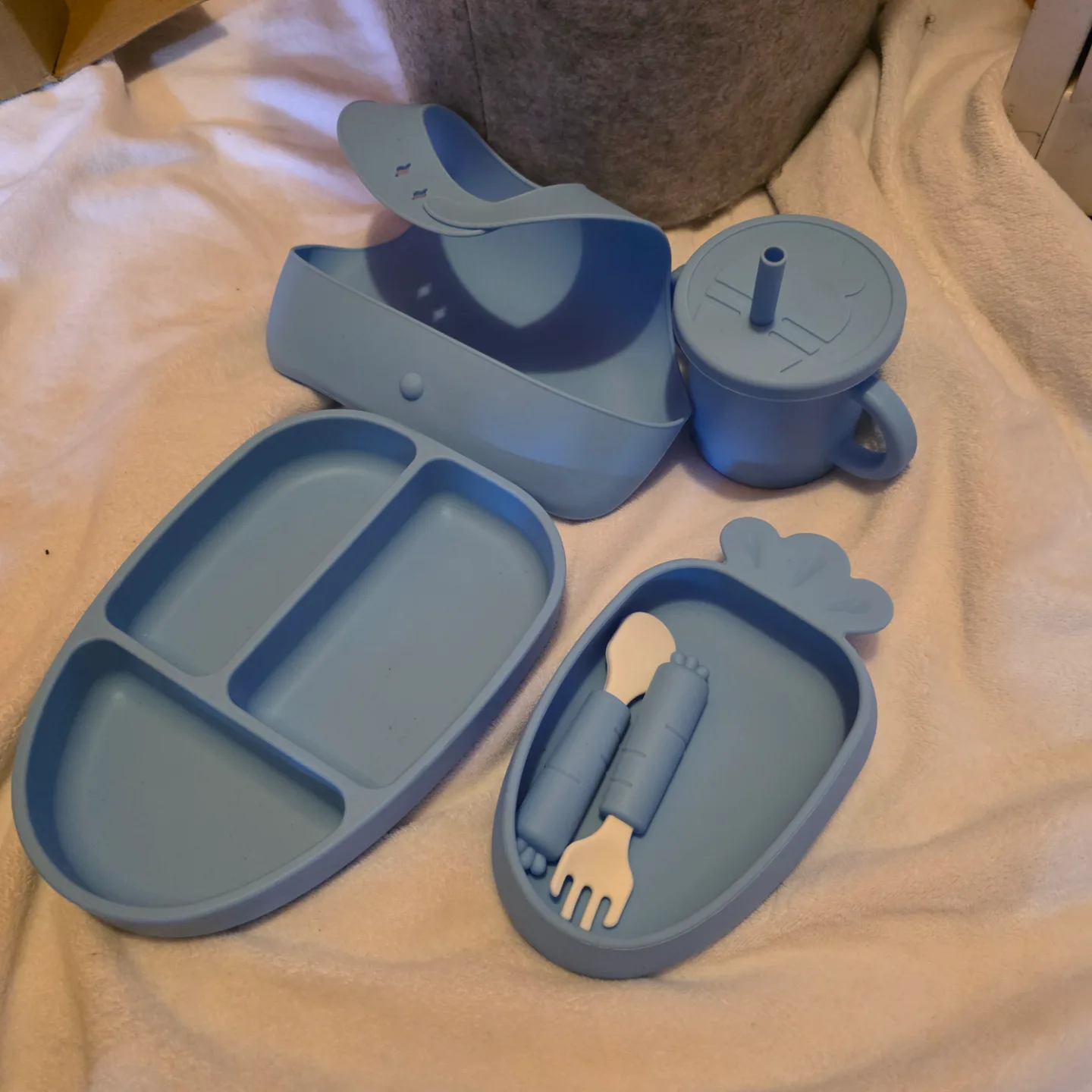 EuChoiz Baby Silicone Feeding Set - Blue thumbnail