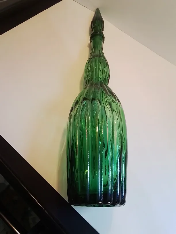 Vintage Green Handblown Empoli Decanter with Stopper💚 image indicator(6)