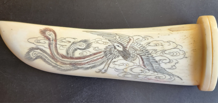 Scrimshaw Dagger with Dragon & Phoenix Designs - photo 5