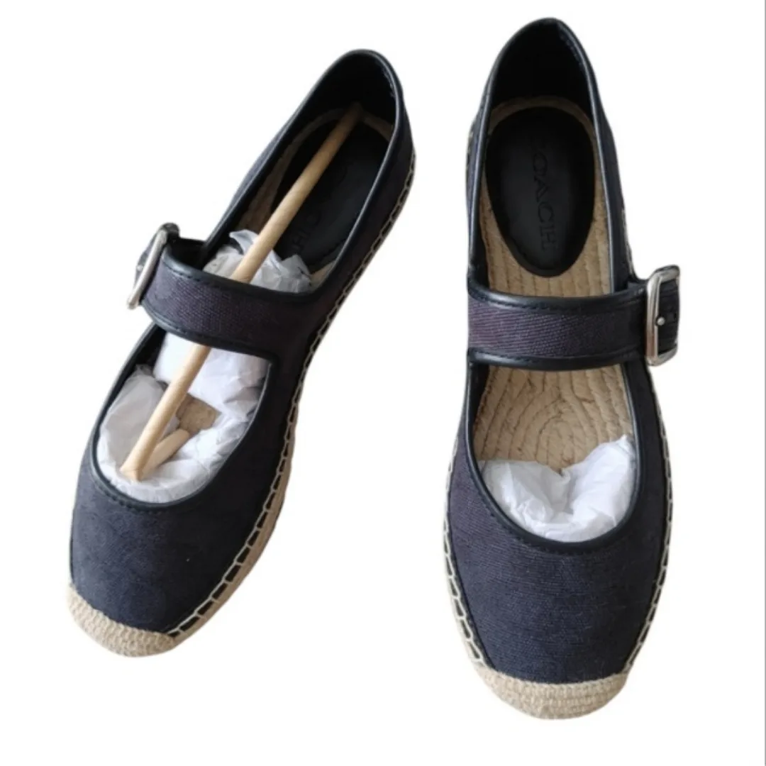 Coach Women's Black Canvas Espadrille Shoes image indicator(5)