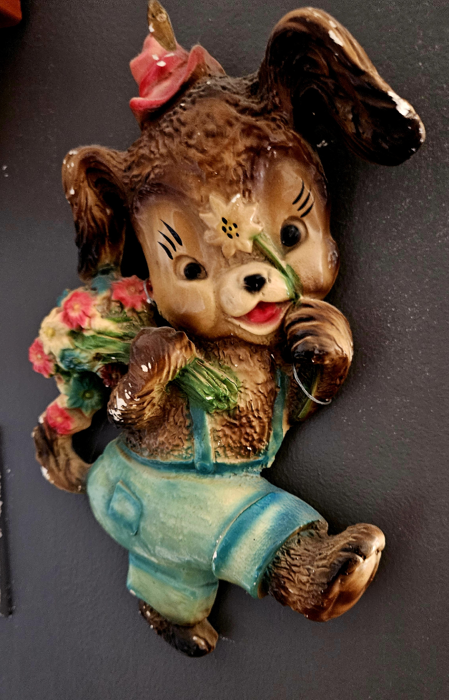 Vintage Chalkware Puppy Wall Decor