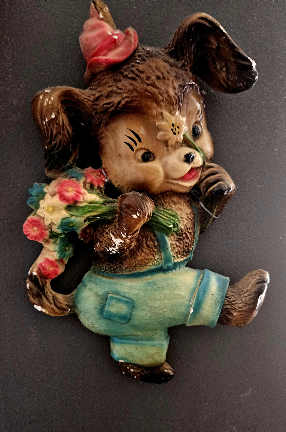 Vintage Chalkware Puppy Wall Decor - photo 2