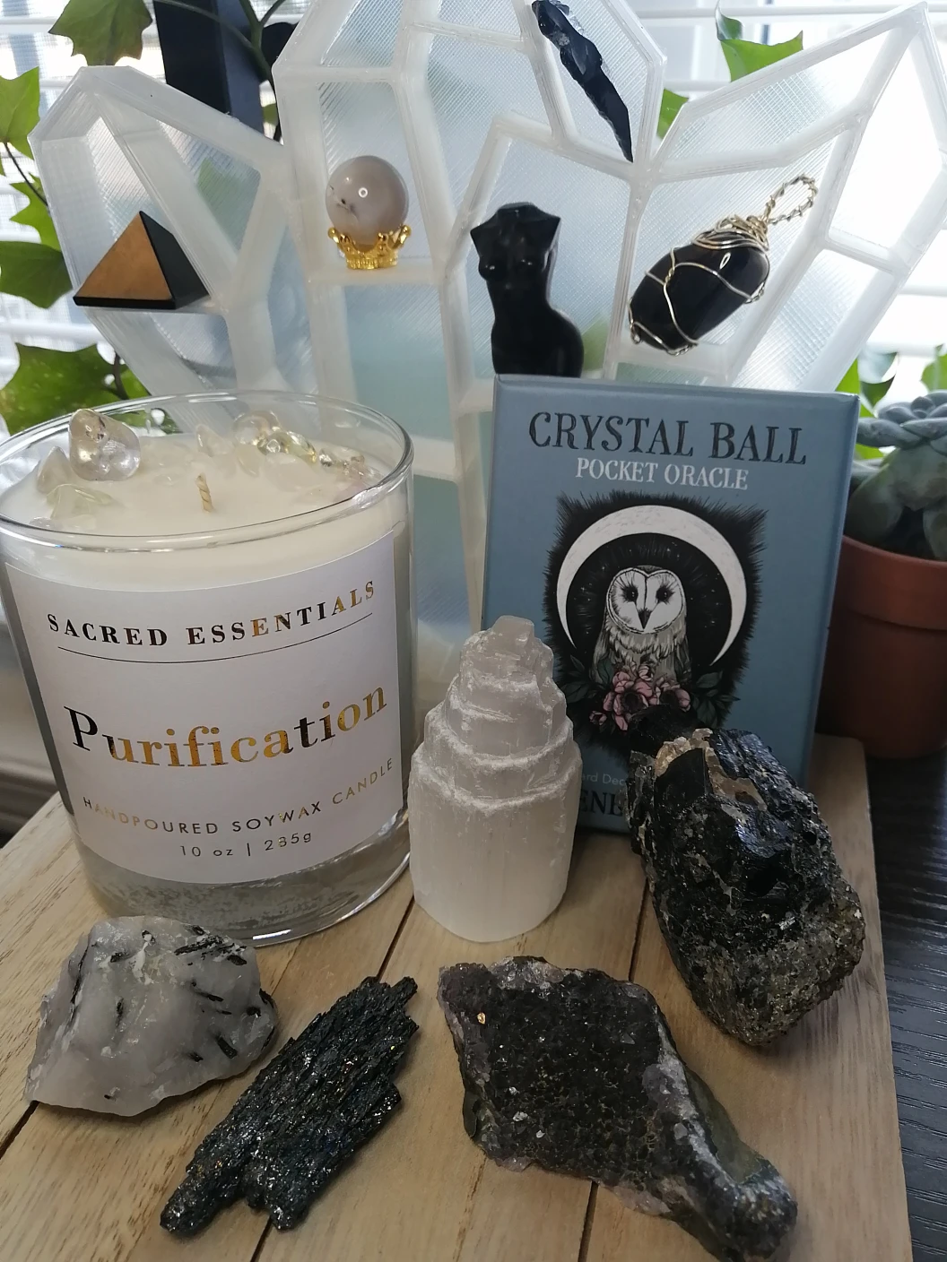Sacred Essentials Purification Soy Wax Candle & Crystal Bundle