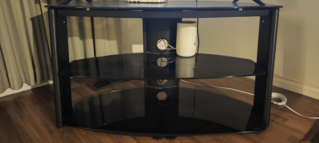 Black Glass TV Stand with 2 Shelves