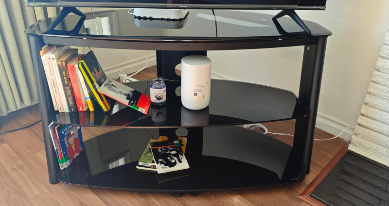 Black Glass TV Stand with 2 Shelves - photo 2