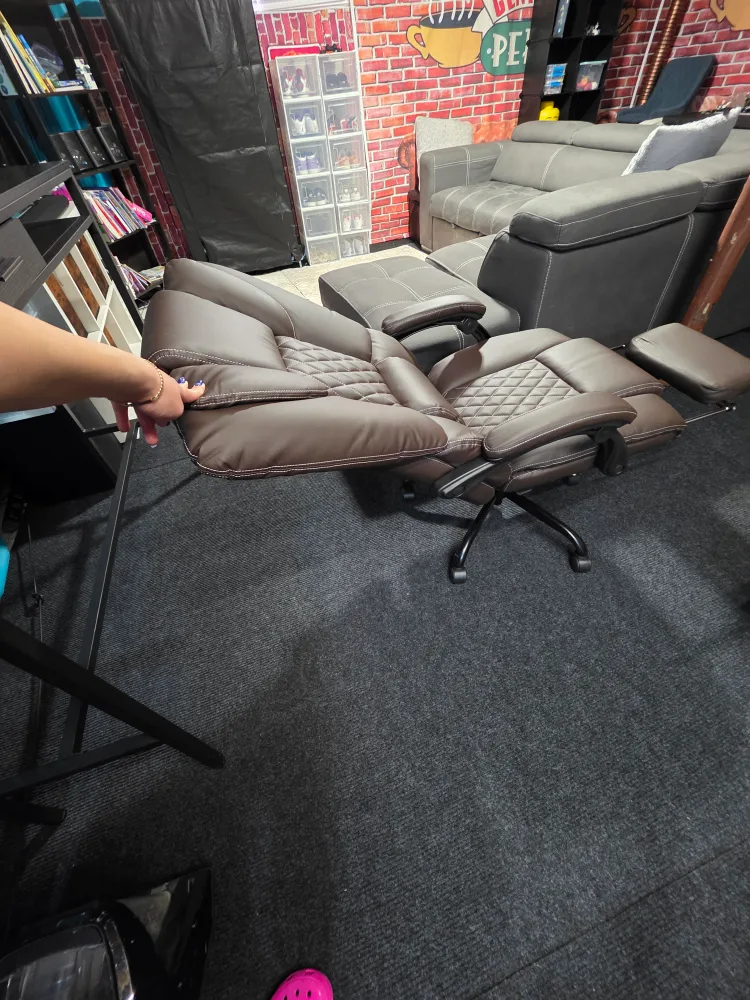 Brown Leather Recliner Office Chair image indicator(5)