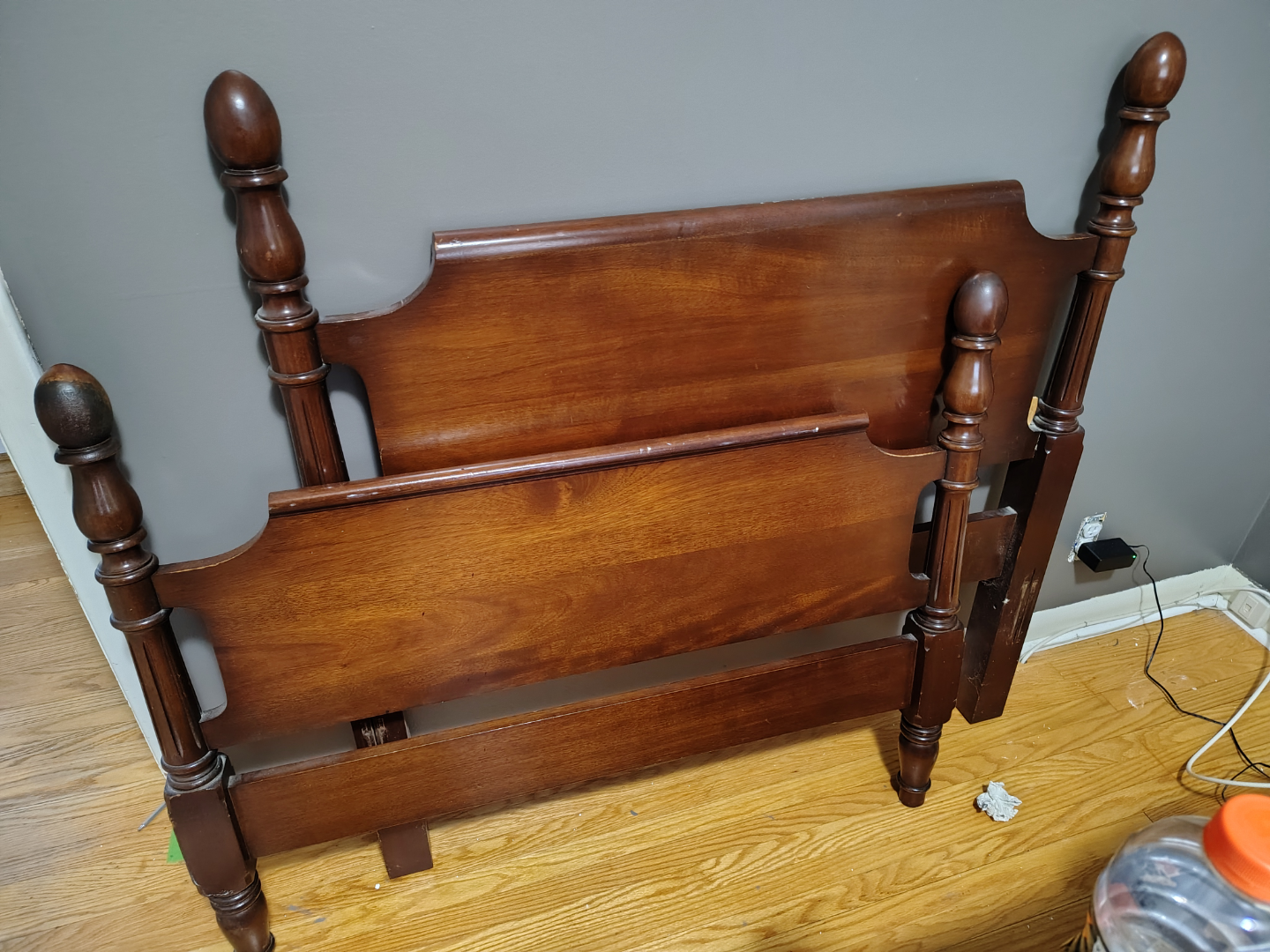 Vintage Wooden Twin Headboard and Footboard