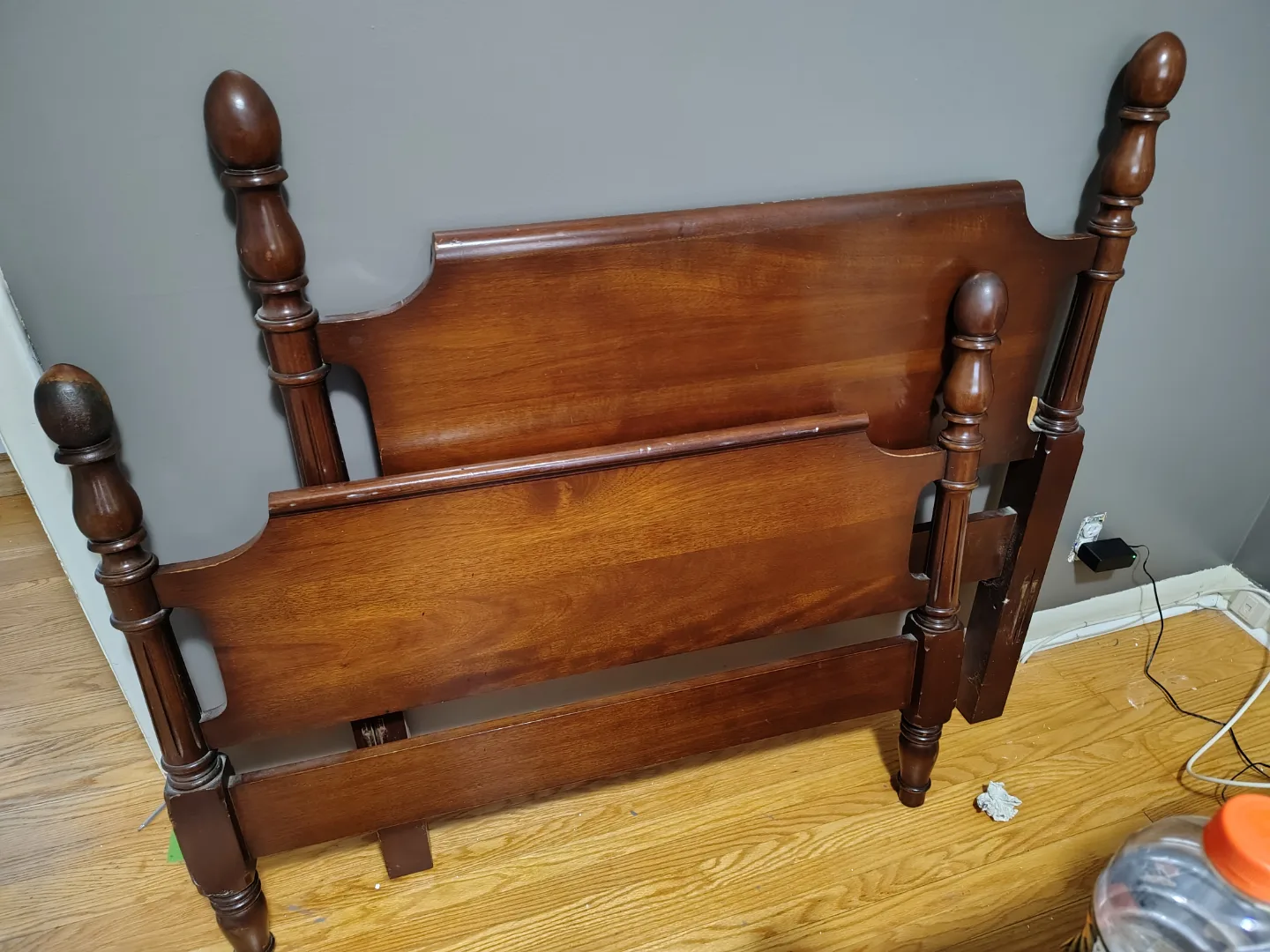 Vintage Wooden Twin Headboard and Footboard thumbnail
